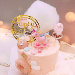 Elwish Gold Happy Birthday Topper completes the cake with a classic message