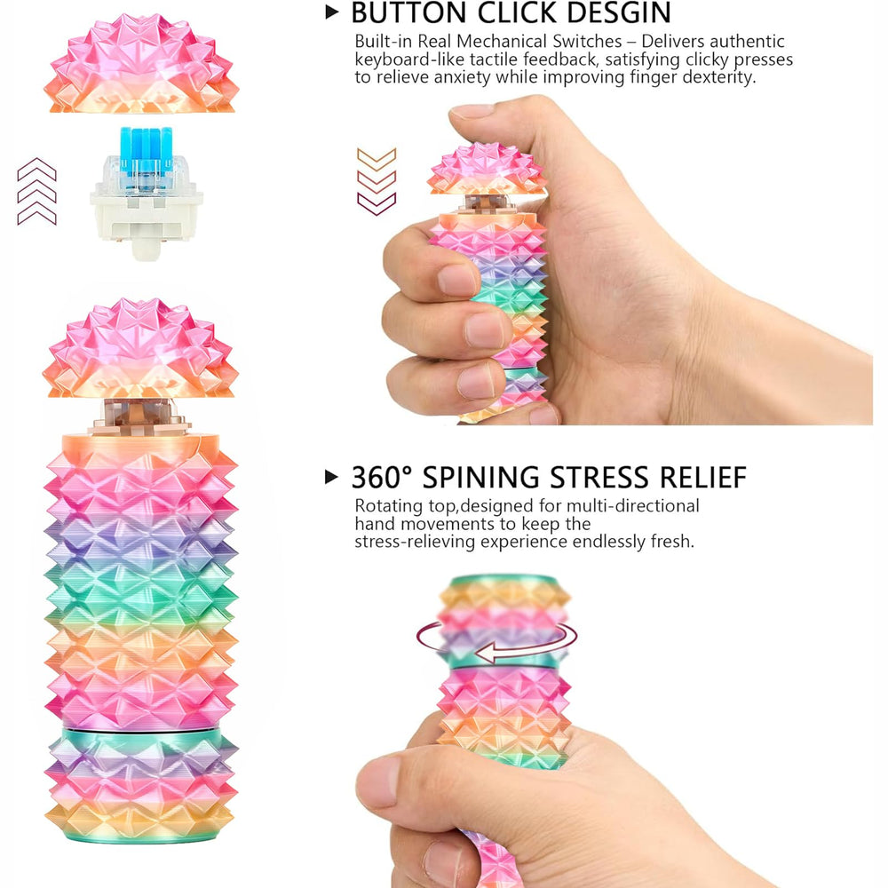 emeqzoa spiky grippie stim toy with keychain for portable sensory relief.