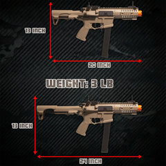 EMERBU ARP9 gel splatter blaster metal-nylon body closeup for durability
