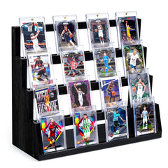 Emfogo 4-tier card display stand with cards arranged for easy viewing
