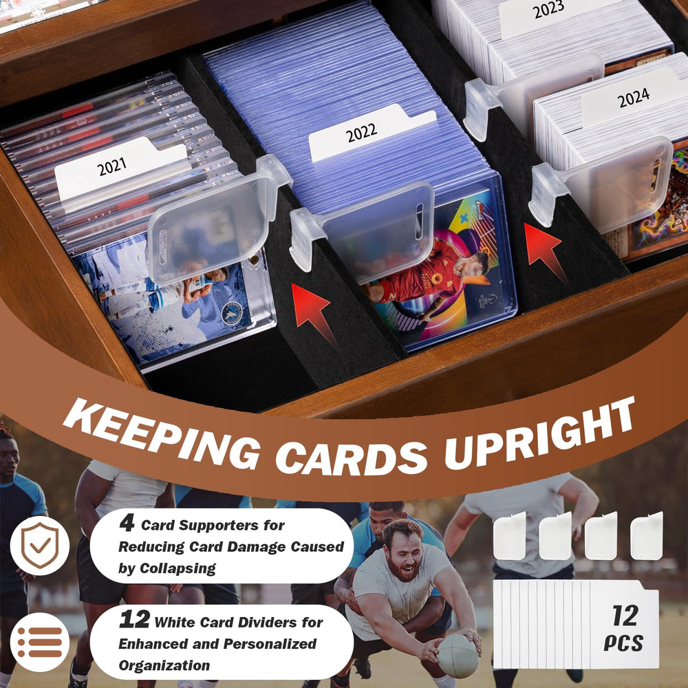 Emfogo graded card storage holds 70+ cards with divider-enabled organization and easy access