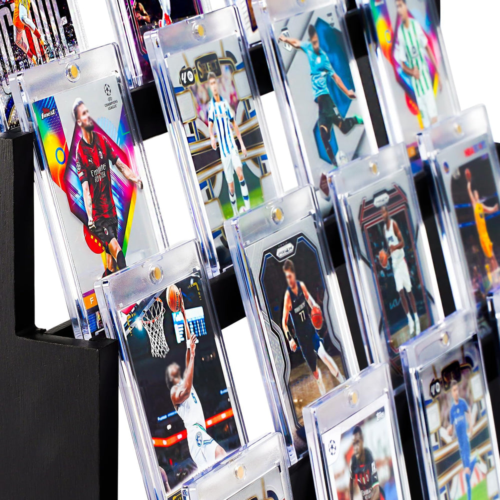 Emfogo graded cards display with deep slots protecting slabs
