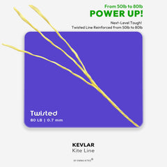 Emma Kites Kevlar Line 80lb twisted close-up highlights high strength and low stretch.