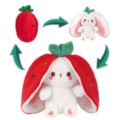 Emoin Bunny reversible strawberry bunny flip for cozy dual-style hugs and imaginative play
