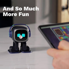 EMOPET AI Desk Robot Companion interactive games on screen for play.