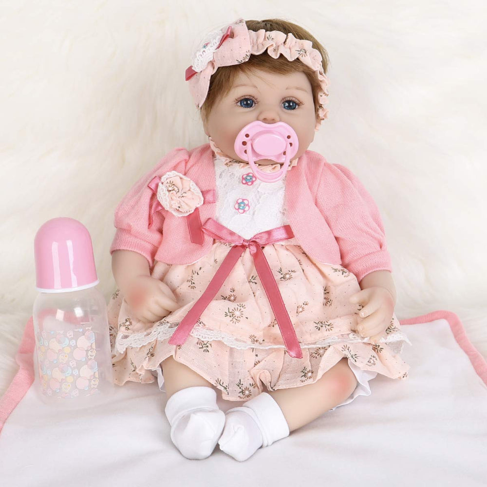 ENADOLL Reborn Baby Doll front view with pink hairband for nurturing play