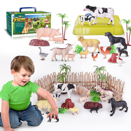 EnAuRoL cow figurine enhances imaginative play on a farm scene