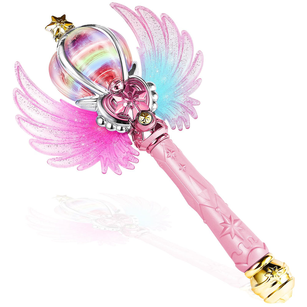 EnchantZone light-up snowflake wand in pink with spinning LEDs for magical pretend play