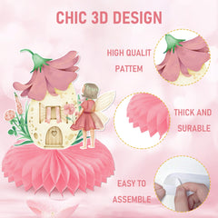EngoEagle fairy honeycomb centerpiece – pink mushrooms accent for cozy garden party