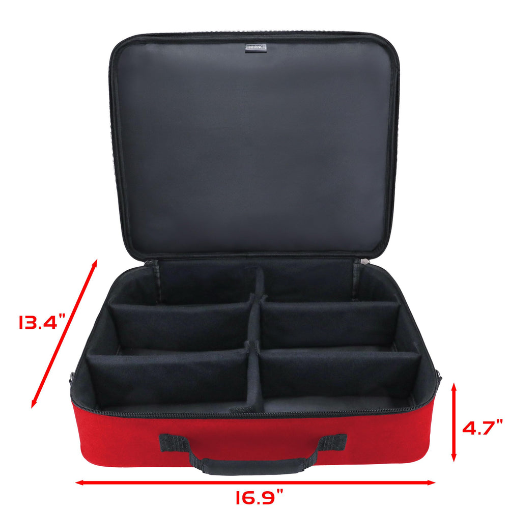 ENHANCE front-pocket design keeps boosters, sleeves, and mats within reach