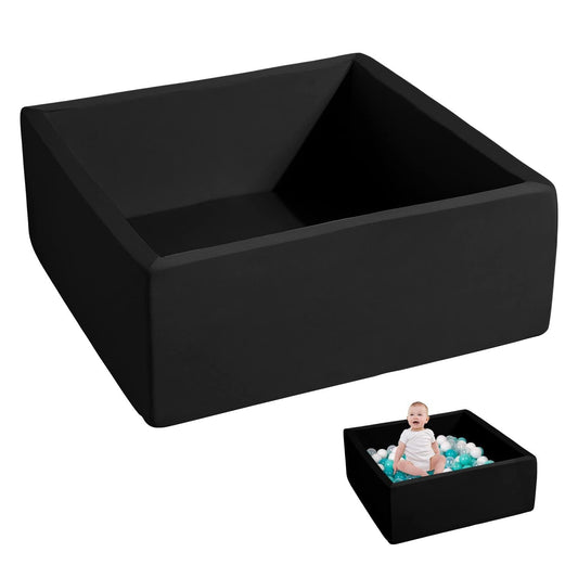 ENMOGO foam ball pit square with black cover creates a soft, safe toddler play space.