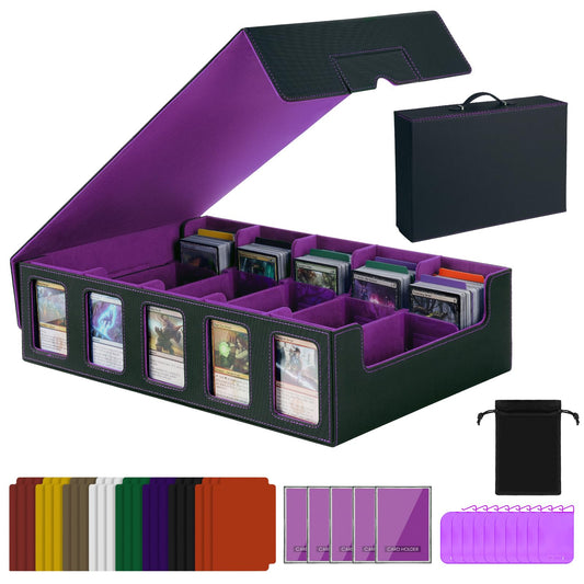 Enrichovo trading card storage box handle for easy transport and protection.
