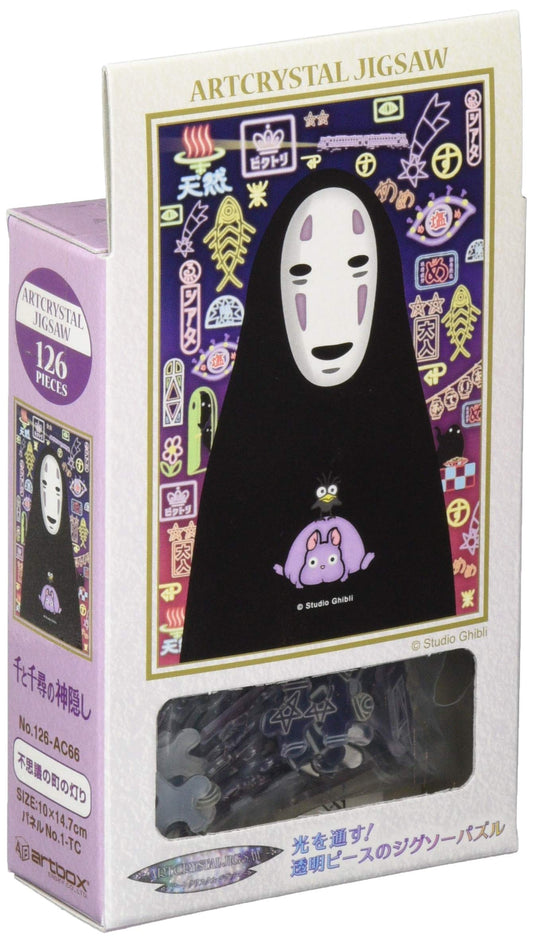 Ensky No-Face street lights puzzle featuring No-Face among neon signs for luminous display
