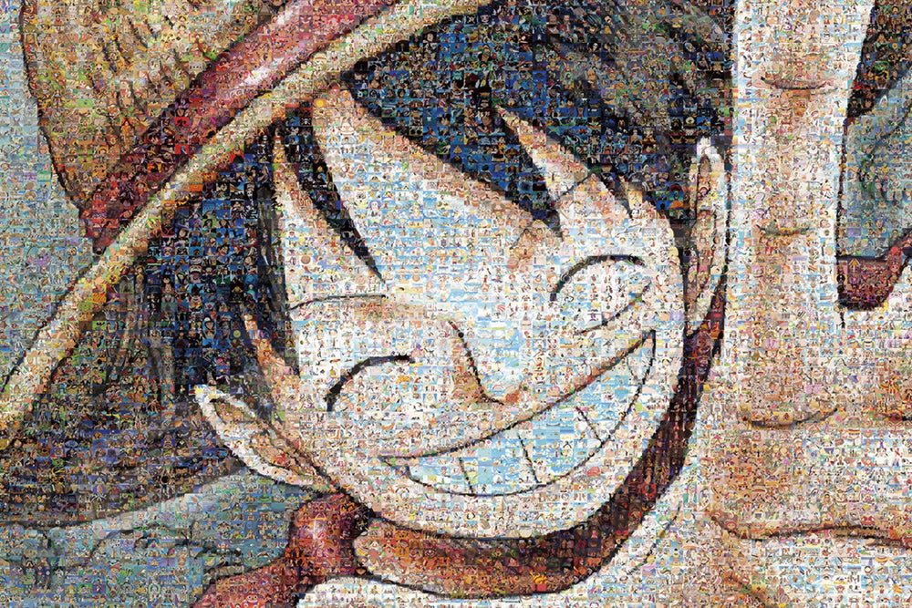 Ensky One Piece mosaic puzzle with Luffy, immersive puzzle-building experience.