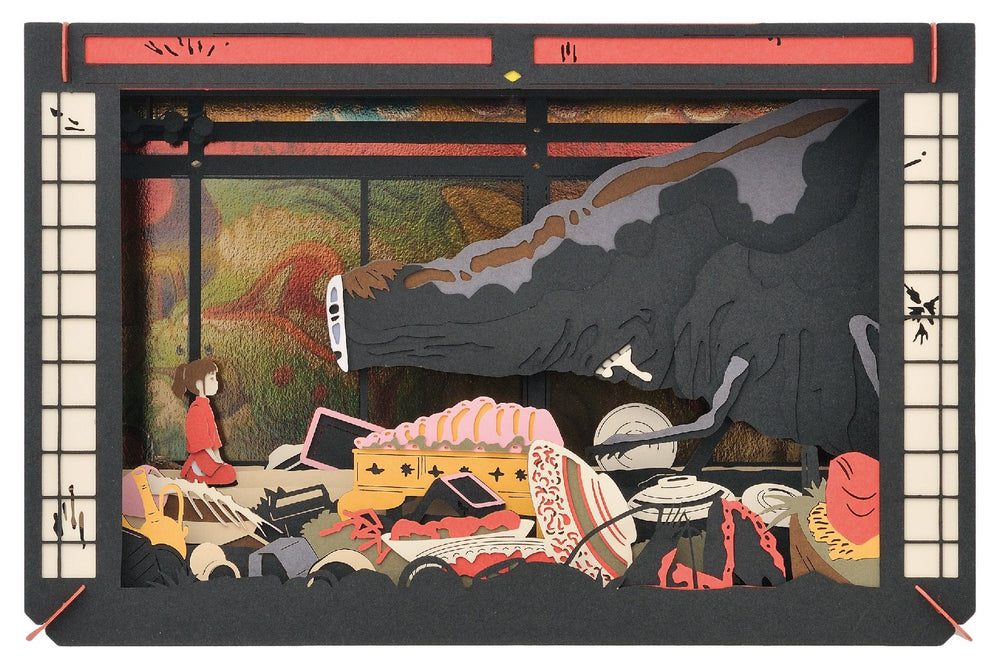 Ensky paper theater PT-L04 gold background enhances luminous Spirited Away scene