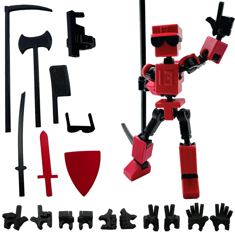 Enttgo MINI13 red assembly showcases precise 3D printed construction for display.