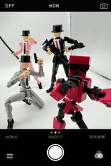 Enttgo MINI13 red movable joints enable dynamic posing for artwork.