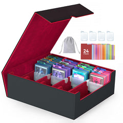 ENTUMO 4-Row card storage box front view shows premium PU leather and capacity