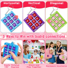 Backpack clip tic-tac-toe keychains for on-the-go fun.