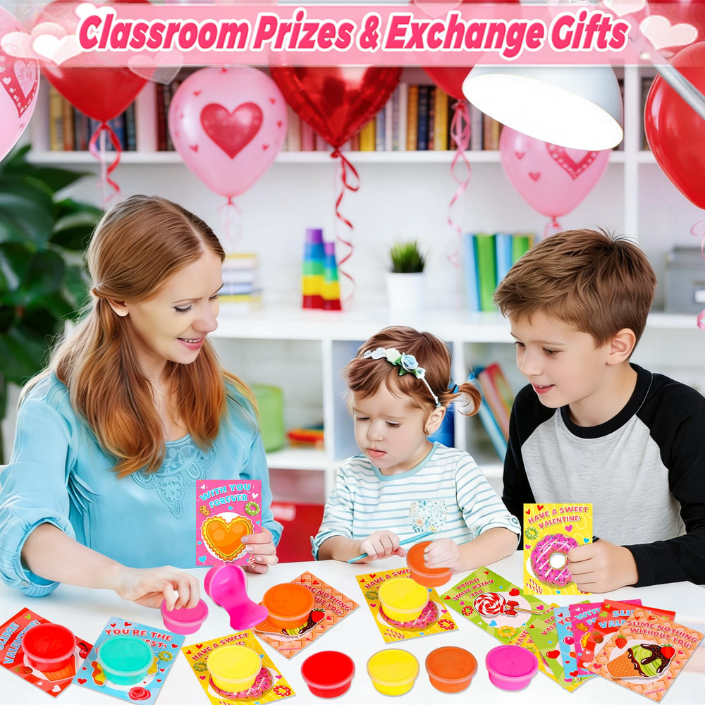 Envotek dessert-themed Valentine cards paired with slime for sharing.