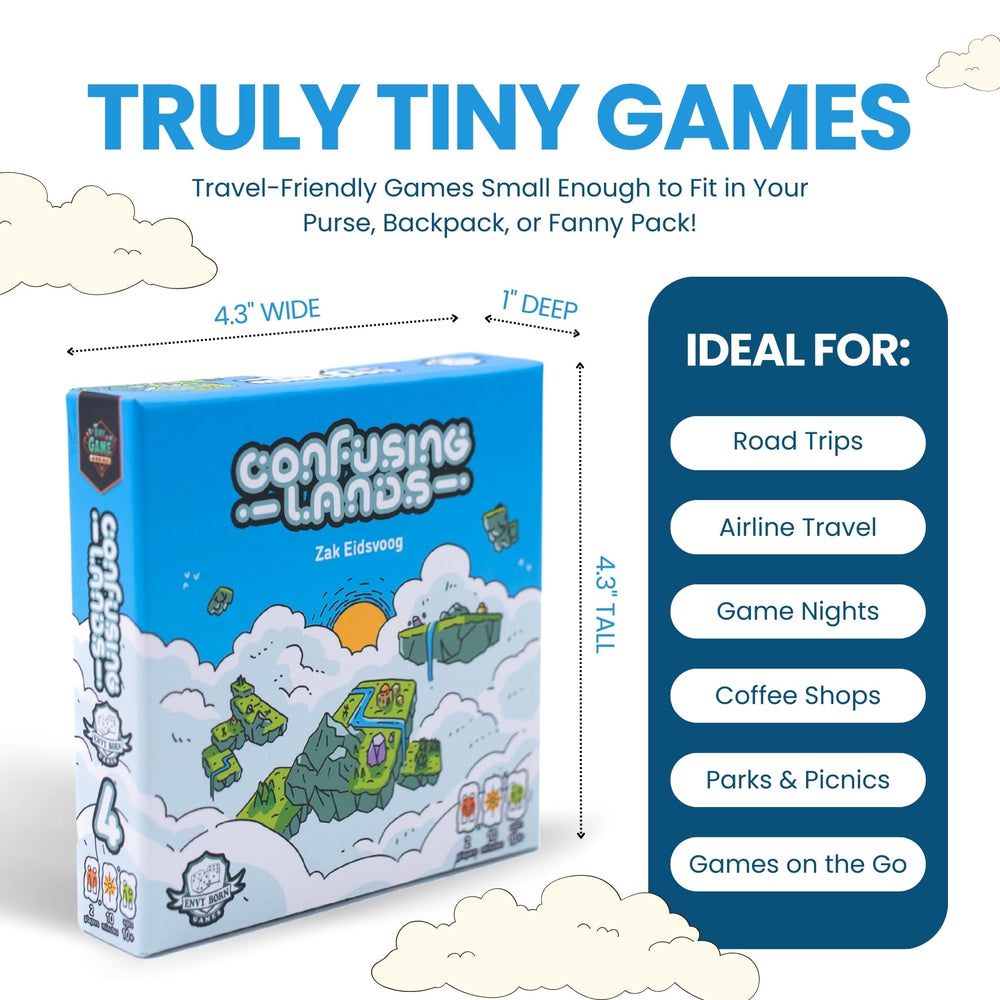Envy Born Games Confusing Lands shows 18 scoring conditions for varied strategies