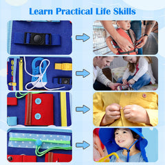 Envyvip Busy Board life-skills scene promoting hands-on learning and independence