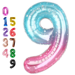 Enyeopd 40-inch number balloon 9 in blue and pink, perfect for milestone birthdays.