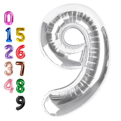 Enyeopd 9th birthday silver number balloon, milestone celebrations and photo moments