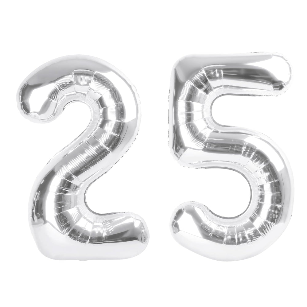 Enyeopd Number 25 silver 40-inch balloons arranged as a centerpiece decor option