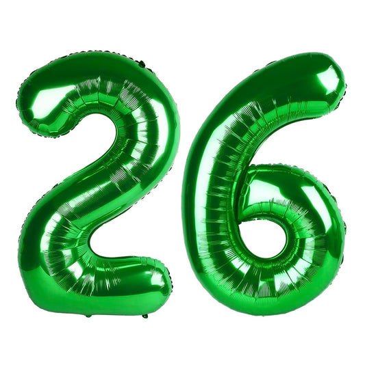 Enyeopd Numbers 26 balloon in dark green for standout 26th birthday decor.