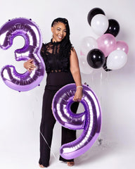 Enyeopd purple big-number 30 balloon hanging display for quick party setup
