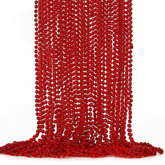 EOBOH 24Pcs red bead necklace pack for festive decorations and party favors.