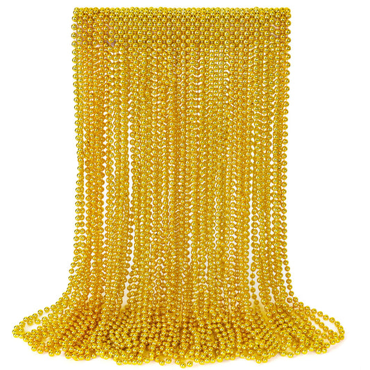 EOBOH 30pcs Mardi Gras beads in gold, ideal for parades and parties.