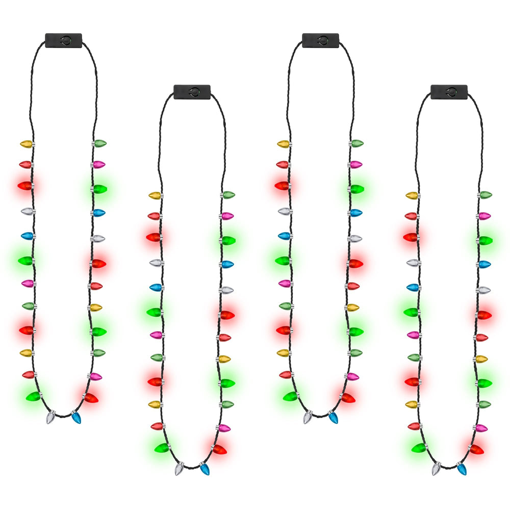 EOBOH Christmas necklace 6-pack with bright bulbs adds festive glow to any party.