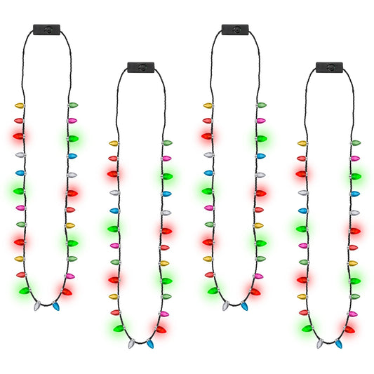 EOBOH Christmas necklace 6-pack with bright bulbs adds festive glow to any party.
