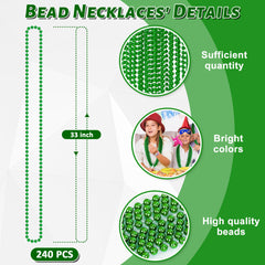 EOBOH green bead necklace, 33-inch length, ideal for party favors and crowd toss