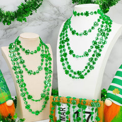 EOBOH Green bead necklaces for St Patrick's Day parades, unisex size fits most adults.