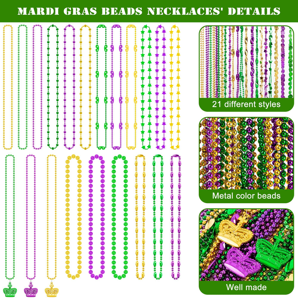 EOBOH Mardi Gras necklaces bulk sets for festive wardrobes