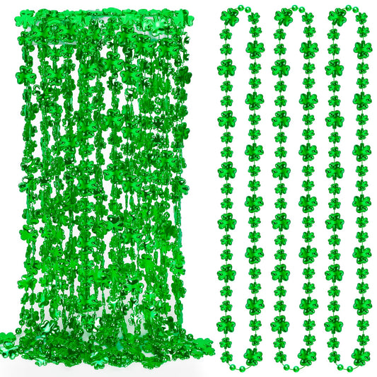 EOBOH St Patrick's Day bead necklaces in shamrock green for parade throws and celebrations.