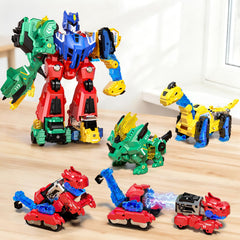 Eohemeral dinosaur transforming robot assembly for quick, imaginative play sessions