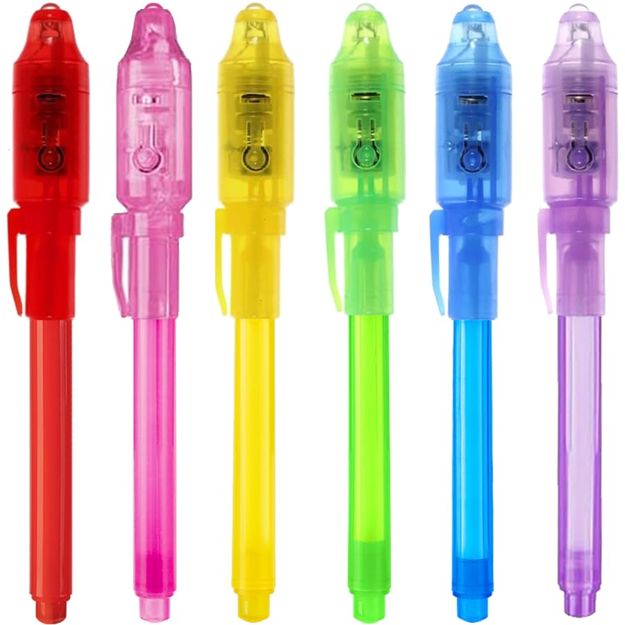 EODVICS invisible ink pen cap light reveals secret messages with UV lamp.
