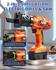Eohemeral electric drill two-in-one design with safe sounds for imaginative projects.