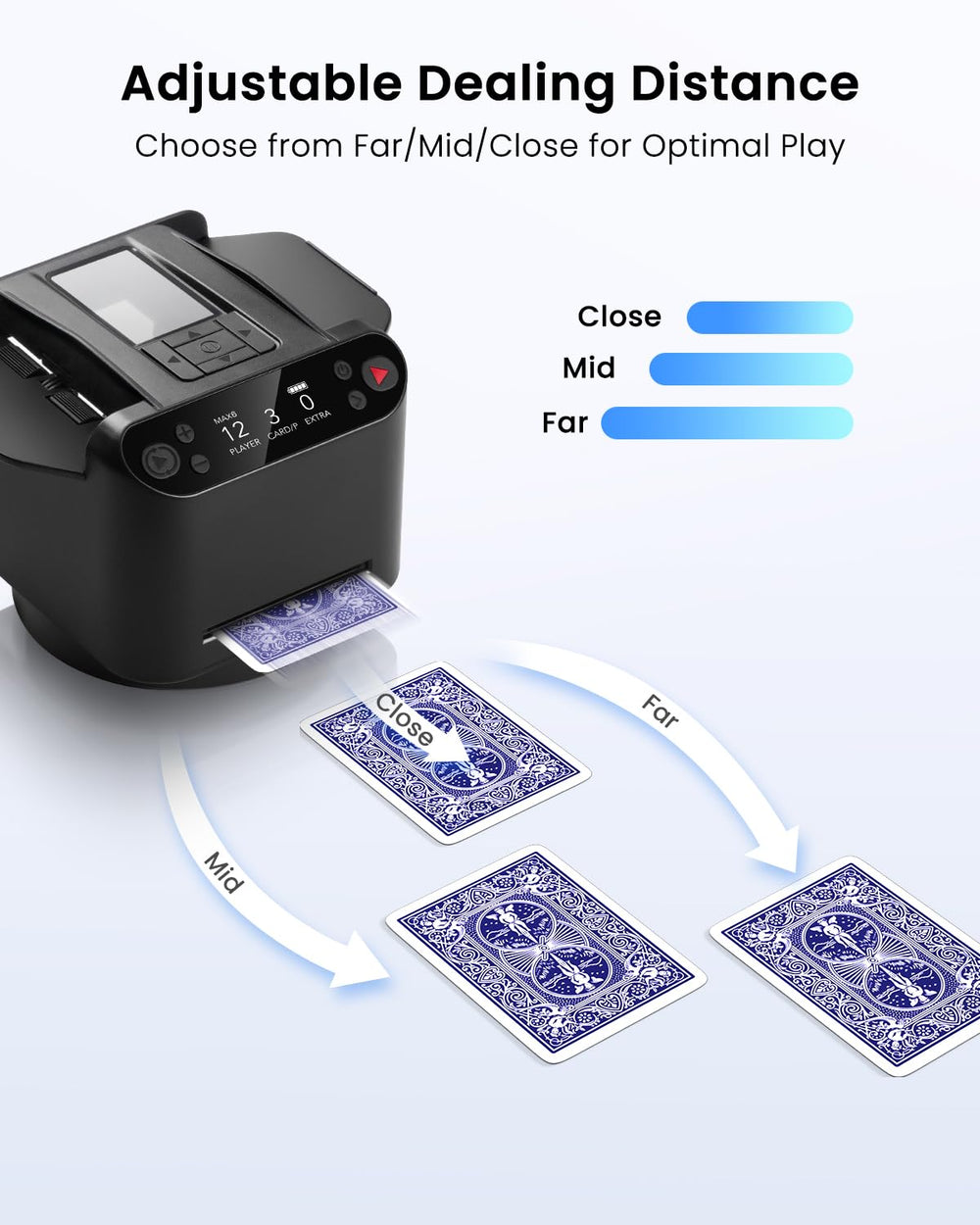 Eolzzi Black Pro supports up to 12 players with customizable dealing for larger games.