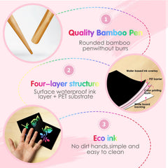 Eommmgl-180 Rainbow Scratch Paper Set templates offer guided fun for young artists.