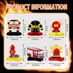 Epakh firetruck honeycomb centerpiece with bold colors adds height to a party setup
