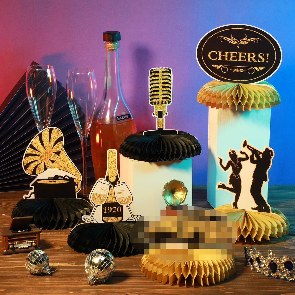 Epakh gold-base centerpiece shines under warm lighting for speakeasy events