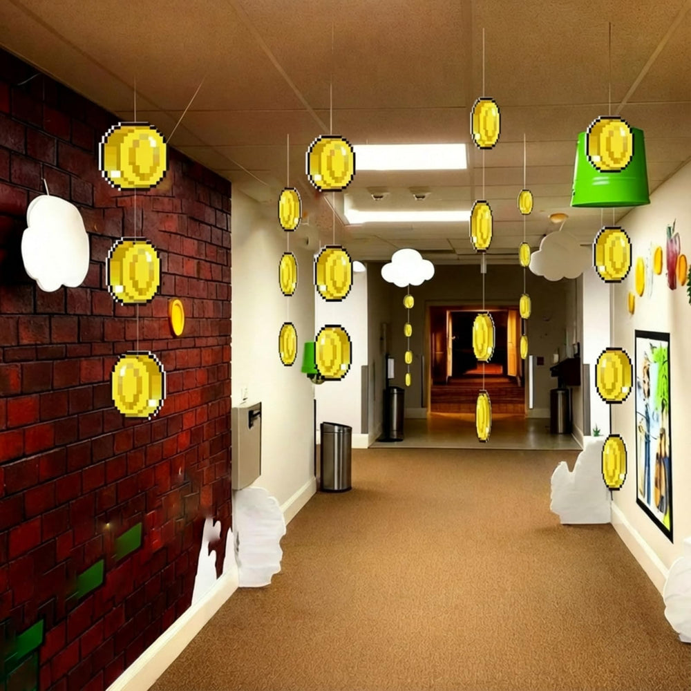 Epakh video game theme party decor enhances game room ambiance.