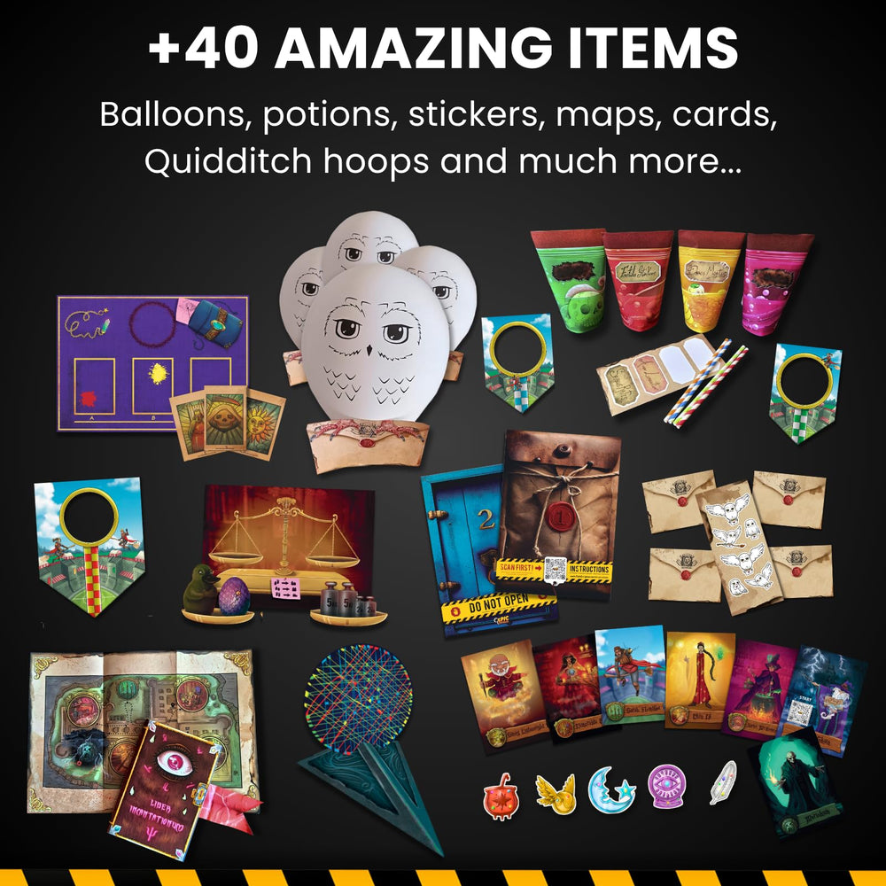 Decor elements from EPIC ENIGMAS enhance the Harry Potter vibe.