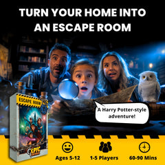 EPIC ENIGMAS Harry Magic Escape Room game pieces spark curiosity and teamwork.