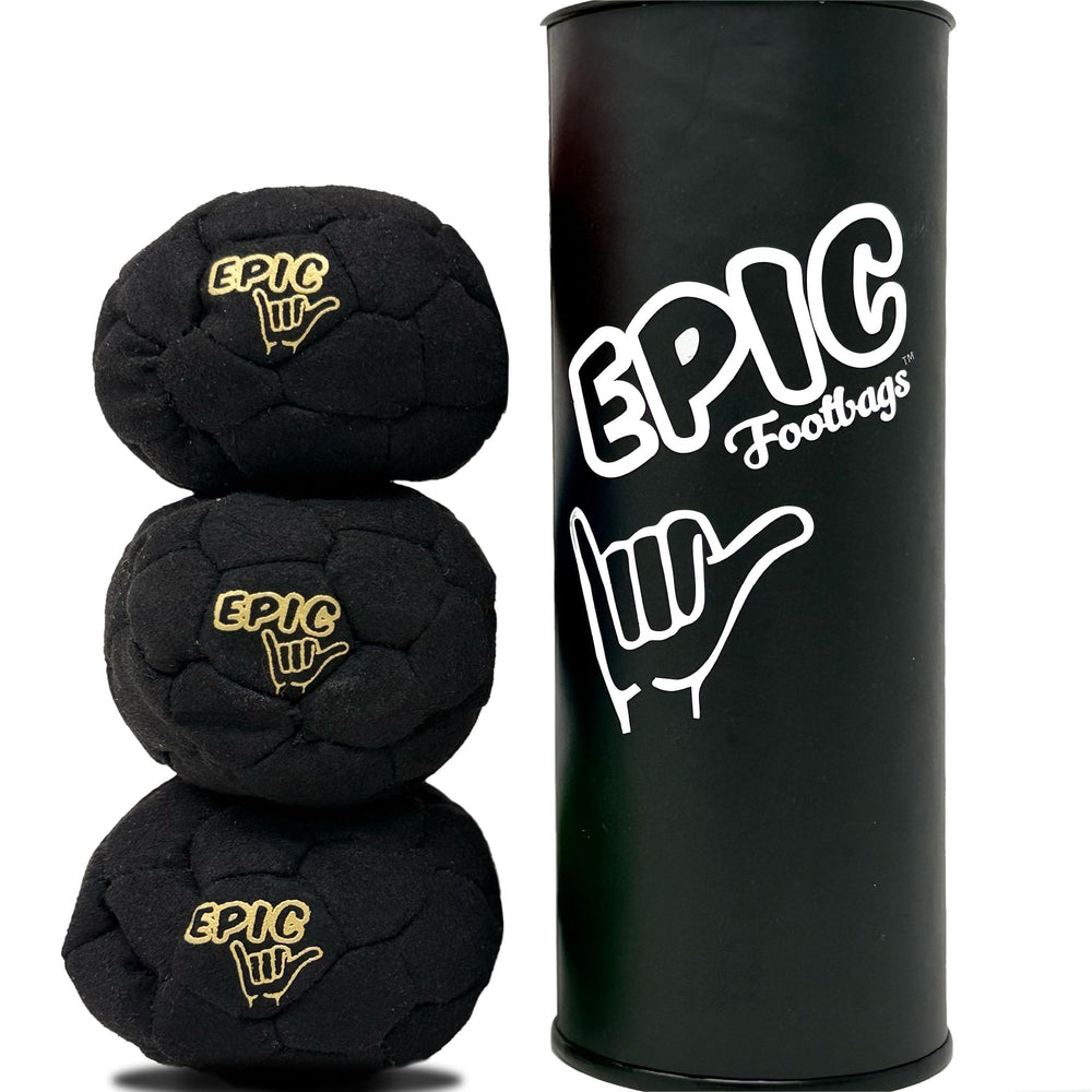 Epic Footbags stitching detail on classic 3-foot bag.